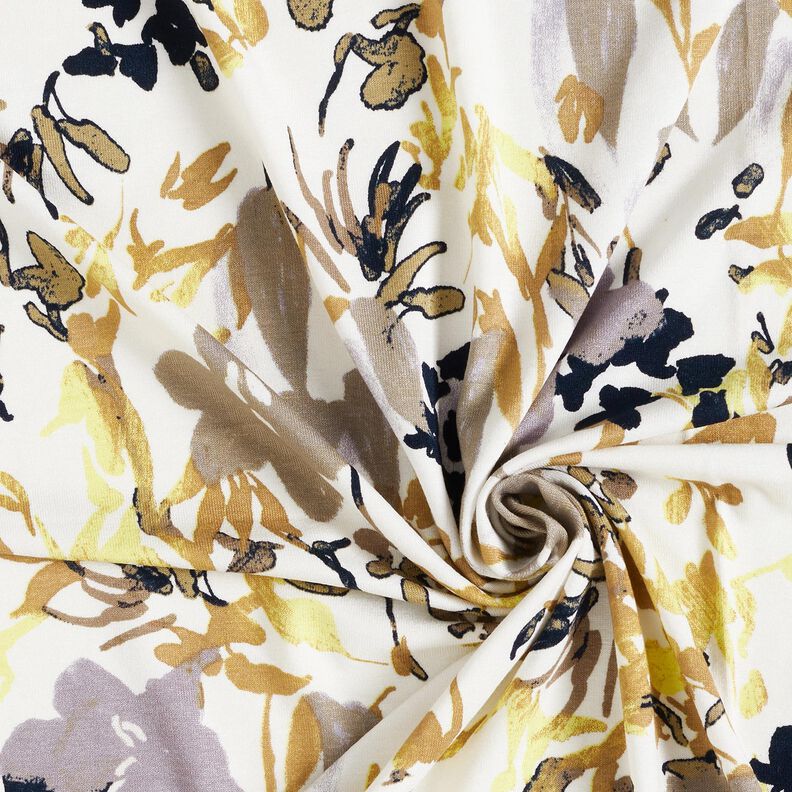 Jersey de viscose Paisagem de flores – branco,  image number 3