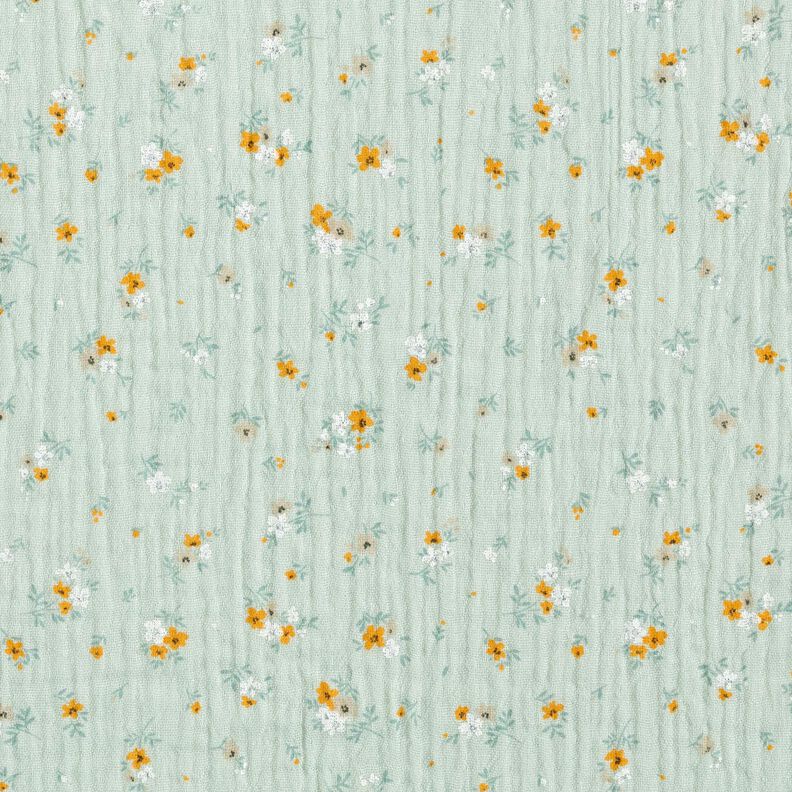Musselina/ Tecido plissado duplo Flores românticas – menta clara,  image number 1