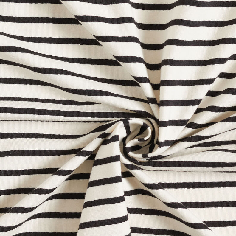 Jersey de algodão Riscas largas e estreitas – creme/preto,  image number 3