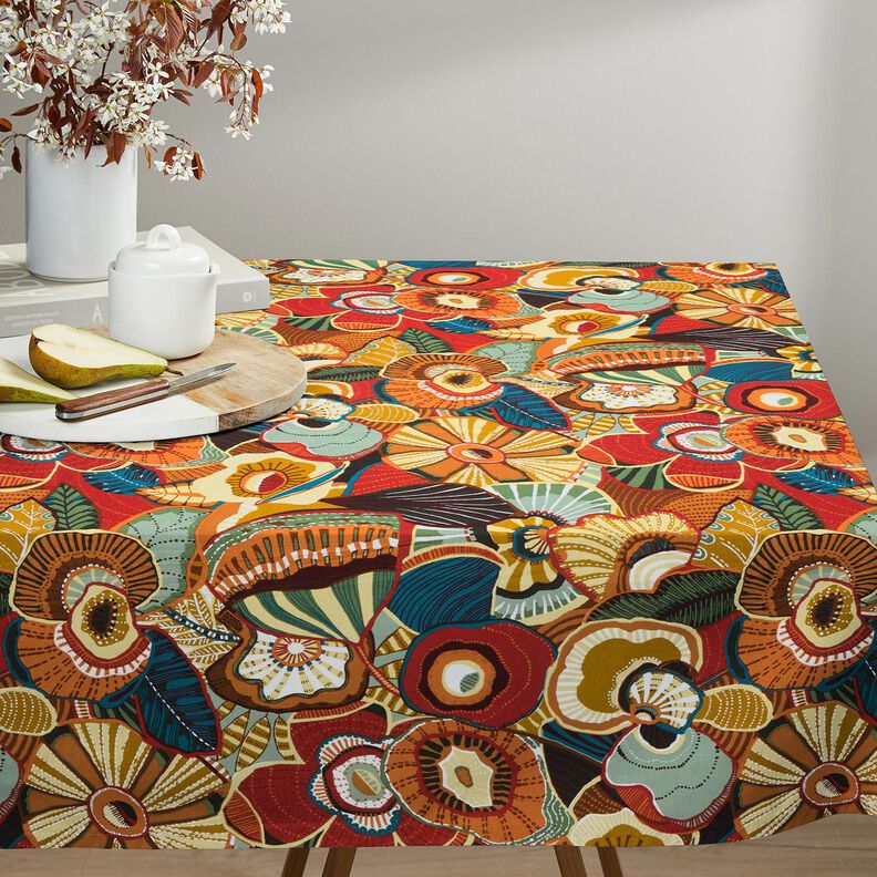 Tecido de algod&atilde;o Cretone Flores folcl&oacute;ricas &ndash; carmin/azul petr&oacute;leo,  image number 8