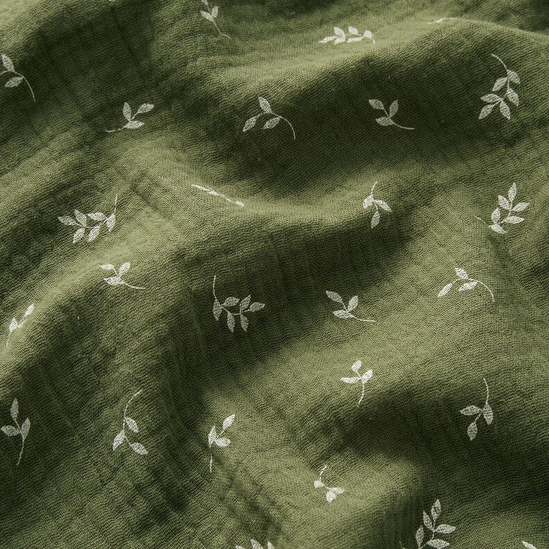 Musselina/ Tecido plissado duplo Ramo – verde-pinheiro/branco,  image number 2