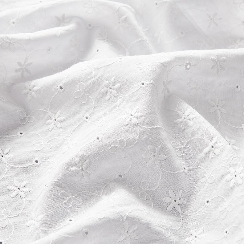 Cambraia de algodão Bordado inglês Gavinhas florais – branco,  image number 3