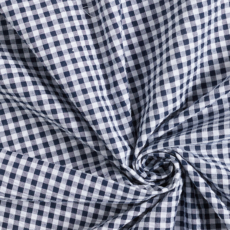 Anarruga Mistura de algodão Xadrez Vichy – azul-marinho,  image number 3