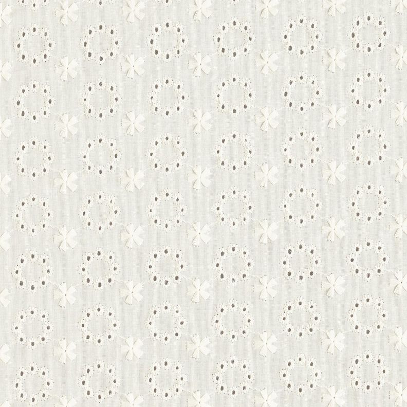 Cambraia de algodão Bordado inglês Coroas de flores – branco sujo,  image number 1