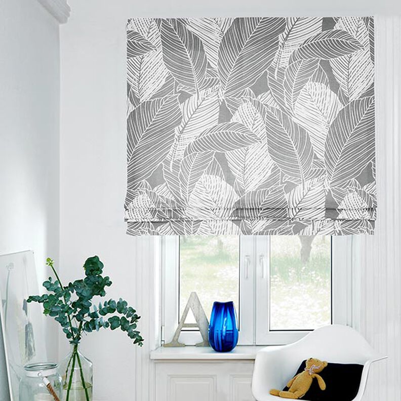 Tecido para decora&ccedil;&atilde;o Lona Folhas grandes &ndash; cinzento,  image number 7