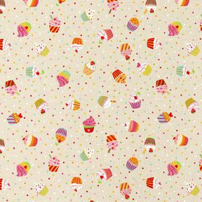 Tecido para decoração Meio linho Panamá Muffins coloridos – natural, 