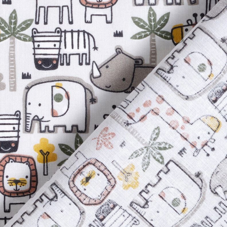 Tecido de algod&atilde;o Cretone Pequenos animais selvagens &ndash; cinzento-prateado,  image number 4