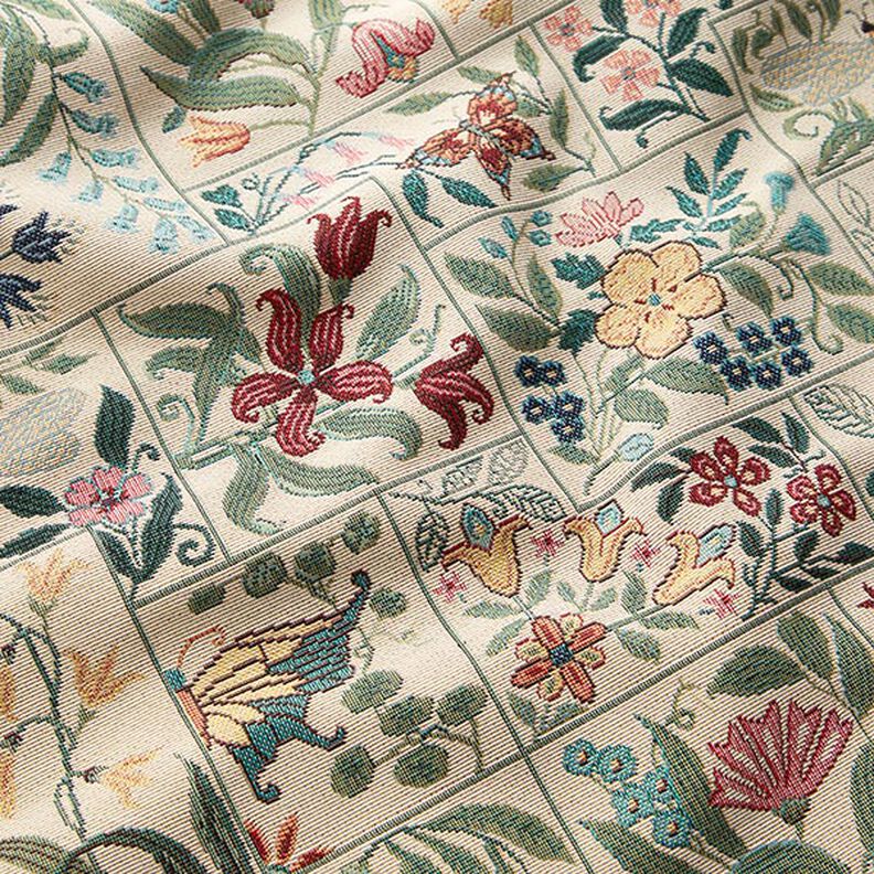 Tecido para decoração Gobelina Azulejos floridos – bege claro,  image number 2