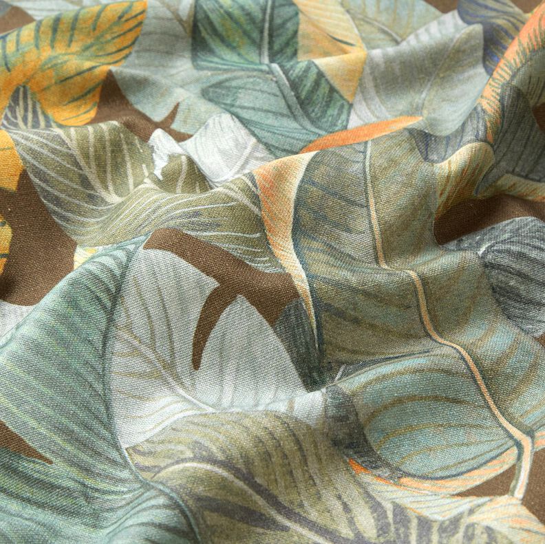 Tecido para decoração Meio linho Panamá Folhas de bananeira – cobre/caqui,  image number 2