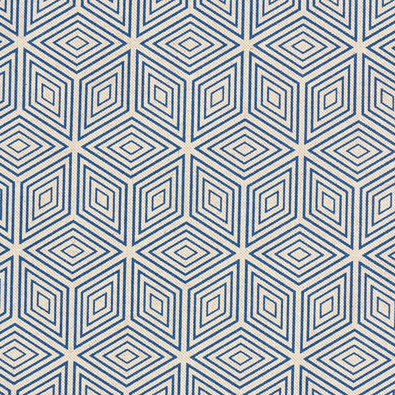 Tecido para decoração meio linho panamá Cubos 3D – azul/natural,  image number 1