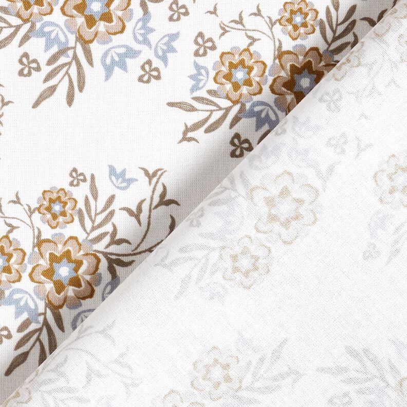 Popelina de algodão Ramos de flores delicados – branco/castanho claro,  image number 4