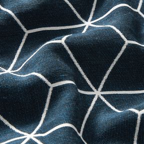 Tecido para decoração Jacquard Cubos modernos – azul-noite/marfim, 