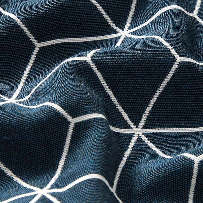 Tecido para decoração Jacquard Cubos modernos – azul-noite/marfim,  image number 2