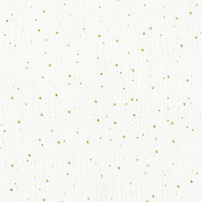 Algodão Musselina Sarapintas douradas espalhadas – branco/dourado,  image number 1