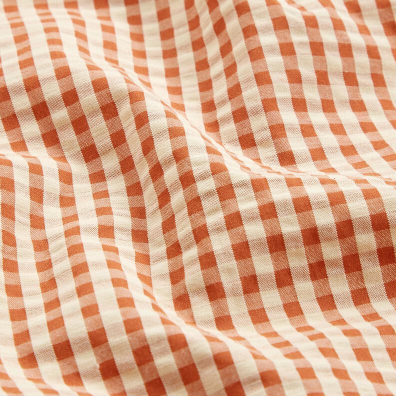 Anarruga Algodão Xadrez tecido – terracota/bege claro,  image number 2