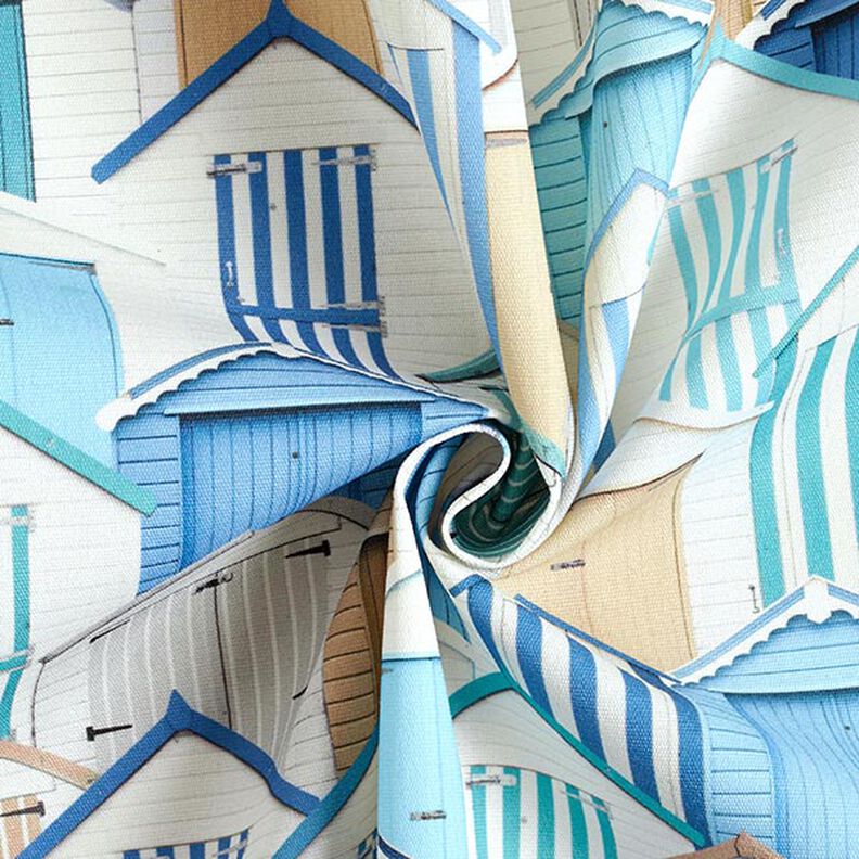 Tecido para exteriores Lona Casas de praia – azul/branco,  image number 3