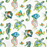 Tecido para decoração Meio linho Panamá  Animais marinhos – verde,  thumbnail number 1