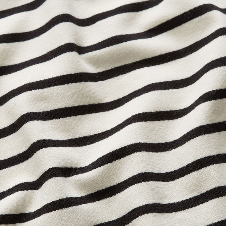 Jersey de algodão Riscas largas e estreitas – creme/preto,  image number 2
