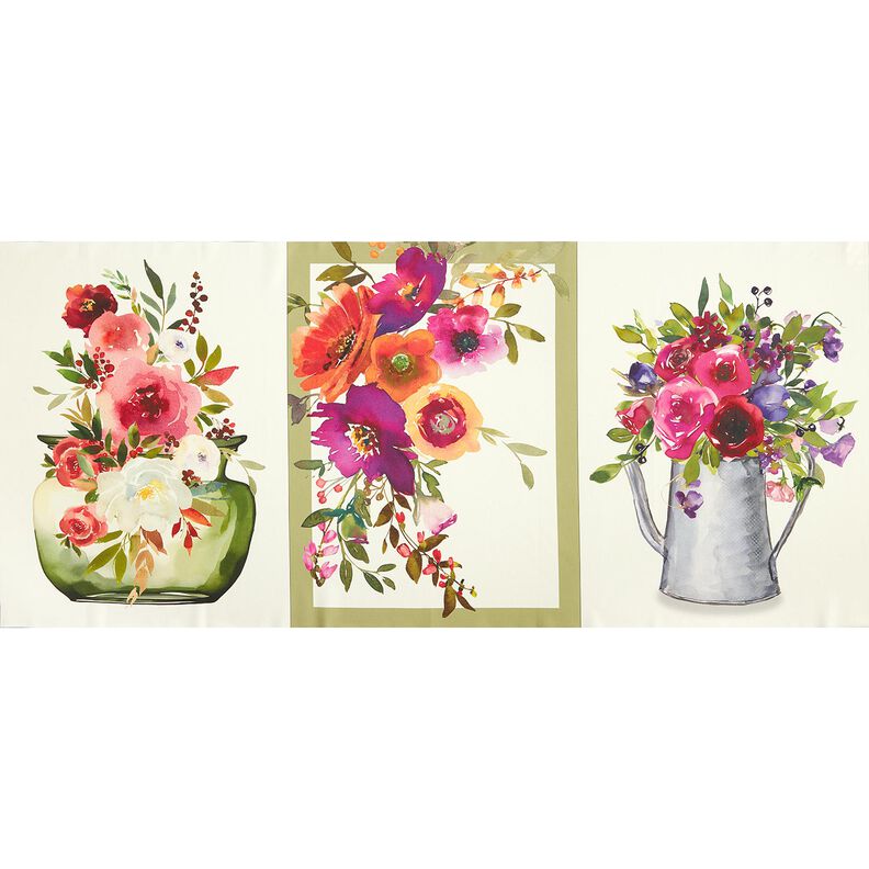 Painel decorativo Trio Flores em aguarela – marfim/baga,  image number 1