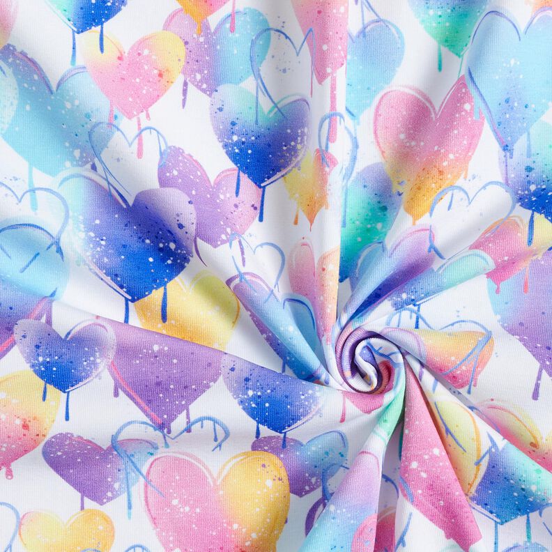 Jersey de algodão Corações de grafitti | Glitzerpüppi  – branco/colorido,  image number 3