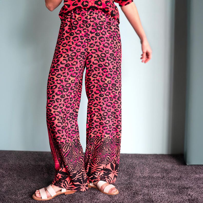 Viscose Voile Leo e flores Design de rebordo Barra – pink/laranja,  image number 10