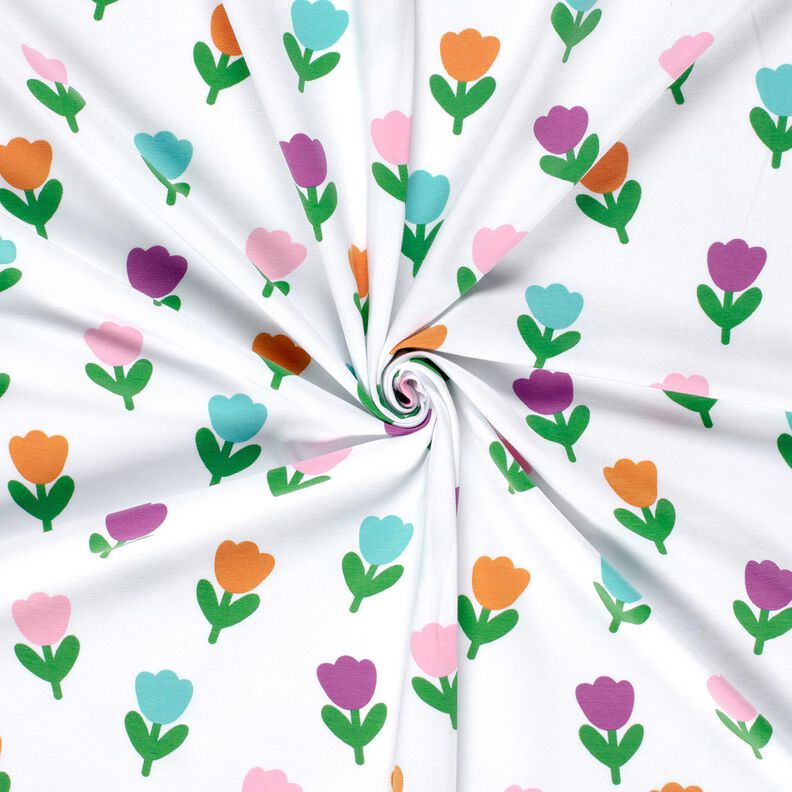 Jersey de algod&atilde;o T&uacute;lipas estilizadas &ndash; branco/vermelho violeta m&eacute;dio,  image number 3