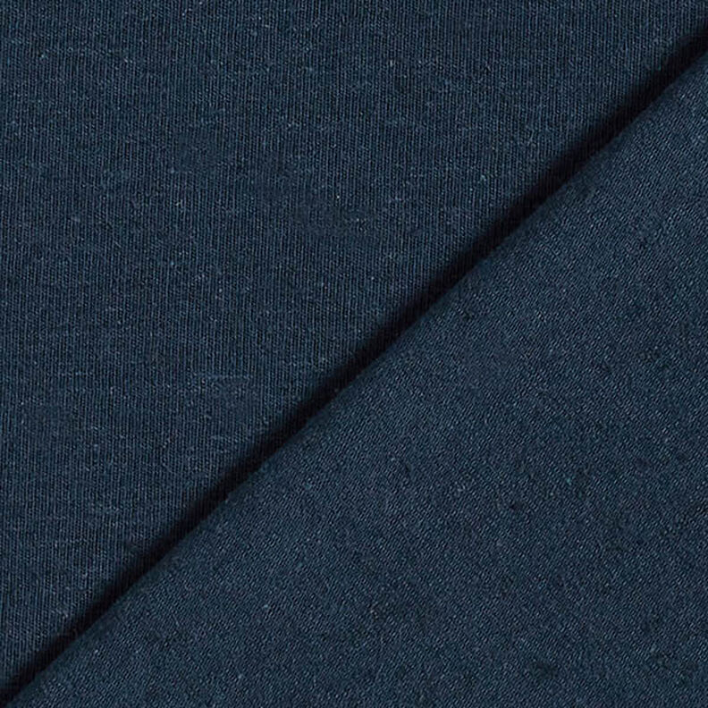 Jersey em mistura algodão e linho liso – azul-marinho,  image number 3