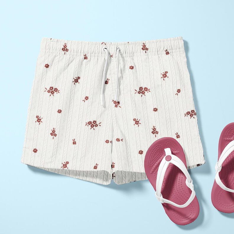 Ajour Jersey de algodão Flores de casa de campo – marfim,  image number 5