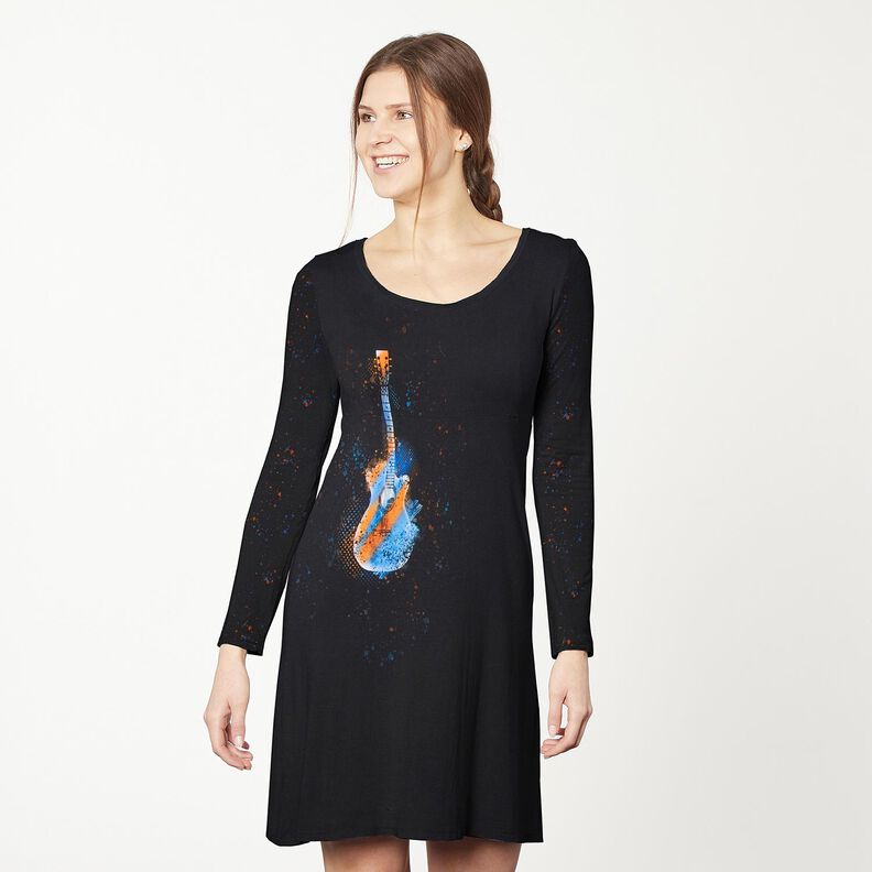 Jersey de algodão Barra Guitarra | Glitzerpüppi – preto/laranja,  image number 6