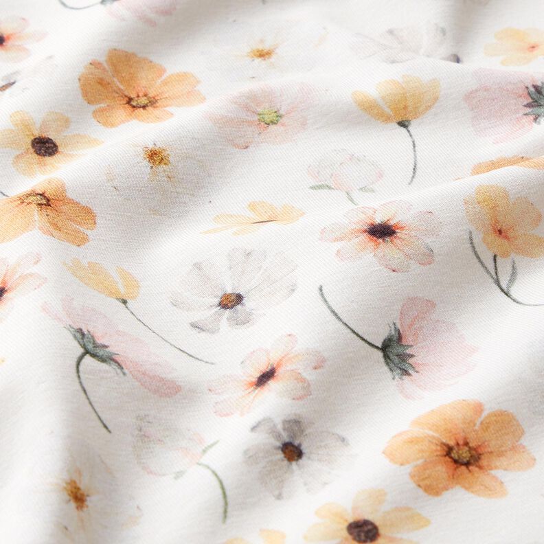 GOTS Jersey de algodão Prado de flores Impressão Digital – bege,  image number 2