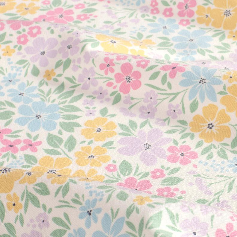 Jersey de algodão Prado de flores delicadas – marfim/vermelho violeta pálido,  image number 2
