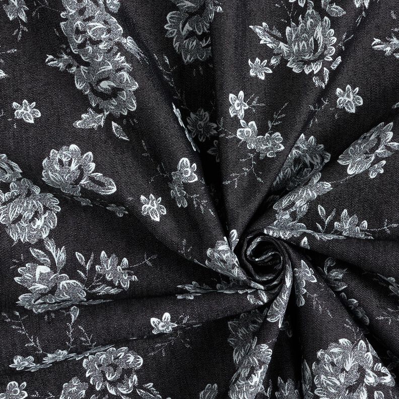 Chambray Rosas pequenas – preto/branco,  image number 3