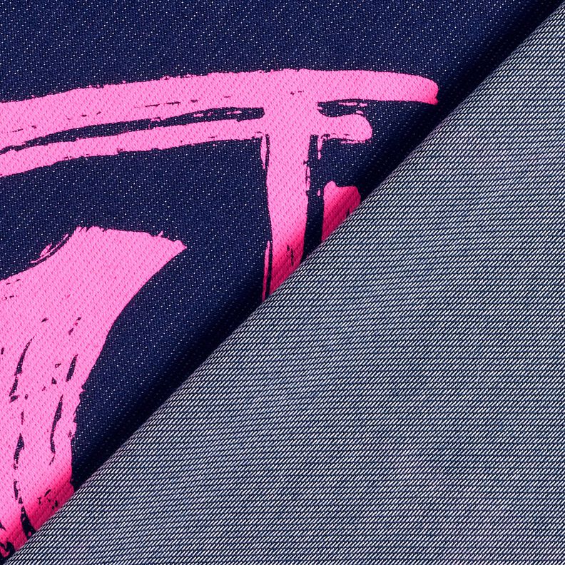 French Terry Sweat de verão Jeanslook com corações neon – azul-noite/rosa vivo,  image number 4