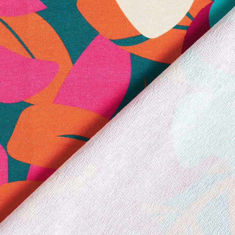 French Terry Sweat de verão Flores grandes – azul petróleo,  image number 4