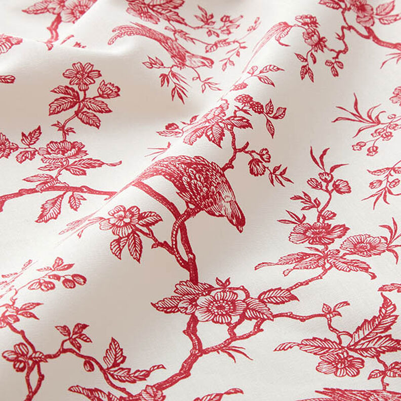 Tecido de algodão Cretone Pássaros – vermelho/branco sujo,  image number 2