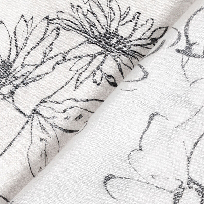 Mistura de viscose Brilho metálico Desenho floral – branco/preto,  image number 5