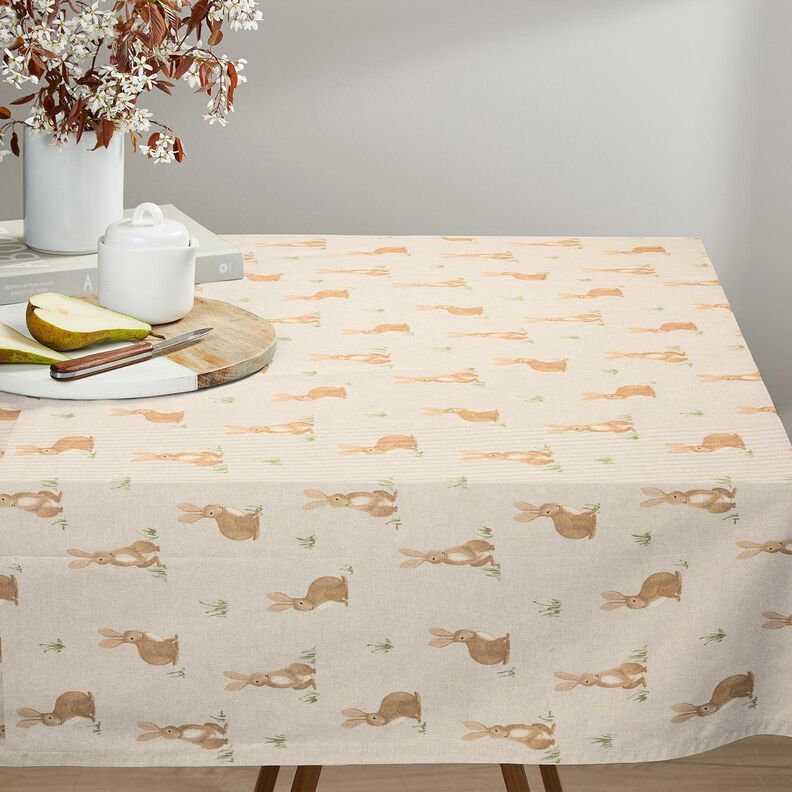 Tecido para decoração Meio linho Panamá Lebres – natural/castanho claro,  image number 7