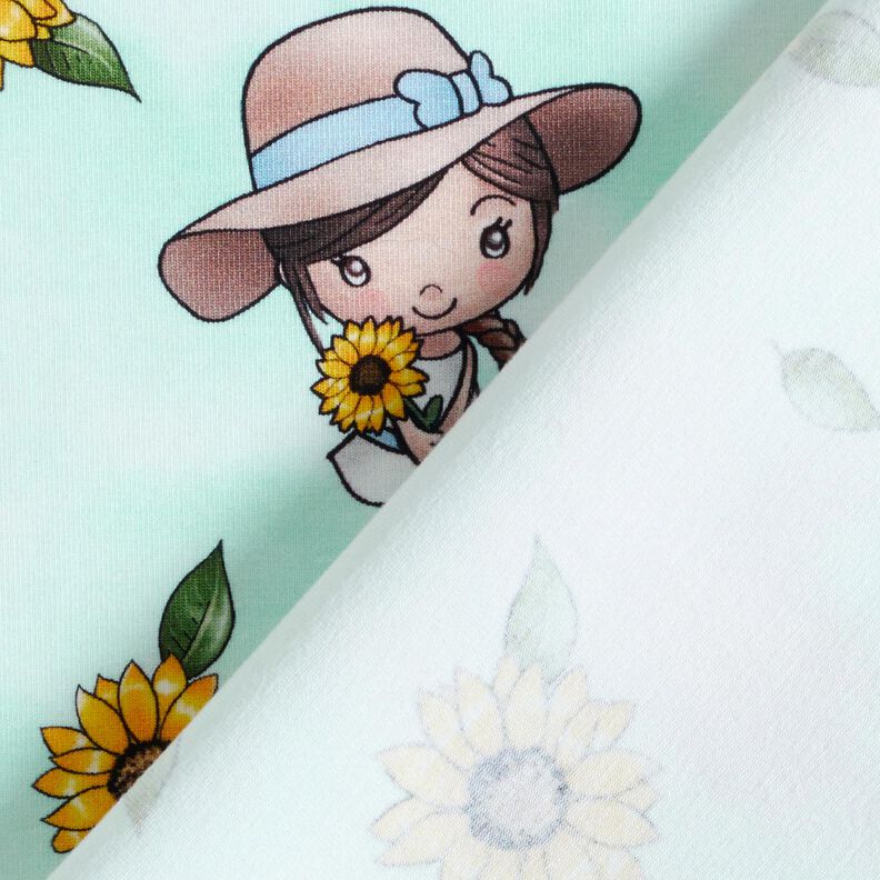 Jersey de algodão Girassóis Menina | Glitzerpüppi – azul-gelo/amarelo-sol,  image number 4