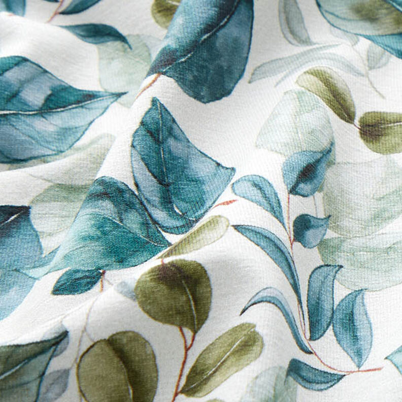 Jersey de algodão Folhas de eucalipto Impressão Digital – branco sujo,  image number 2