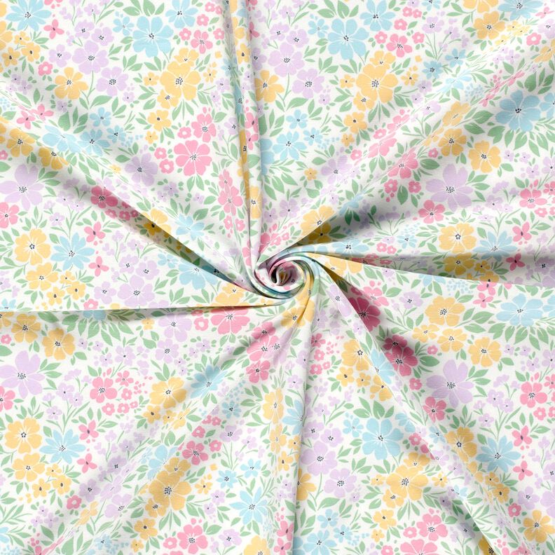Jersey de algodão Prado de flores delicadas – marfim/vermelho violeta pálido,  image number 3