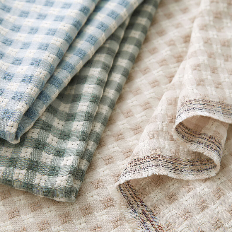 Tecido de algodão Textura xadrez – branco/azul claro,  image number 6