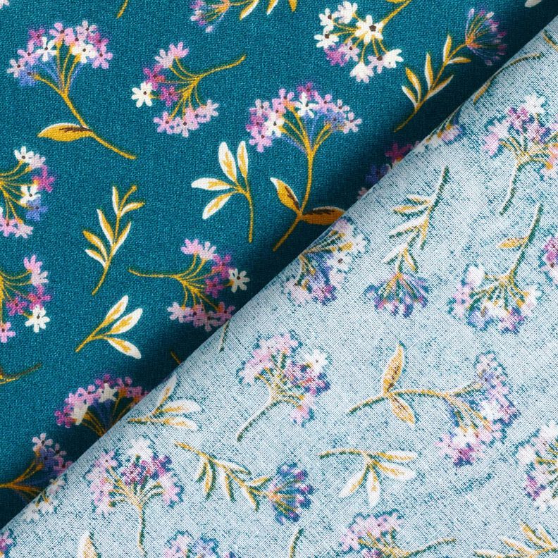 Tecido de algodão Cretone Flores delicadas – azul-oceano,  image number 4