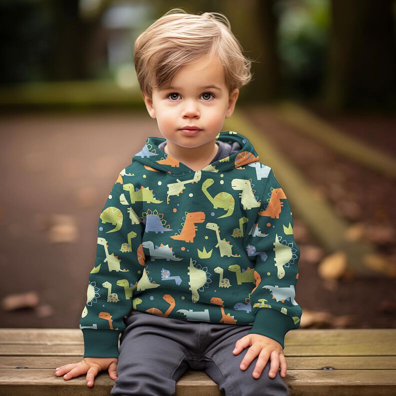 Sweat de verão Dinossauros | Poppy Fabrics – pinheiro azul/verde claro,  image number 5