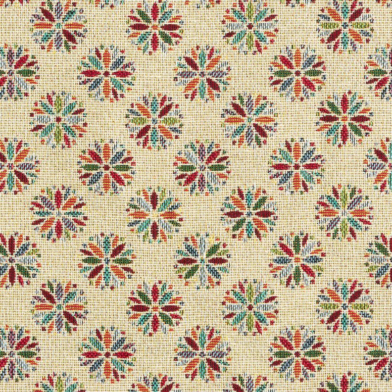 Tecido para decoração Gobelina Mandalas de flores pequenas – bege claro/vermelho,  image number 1