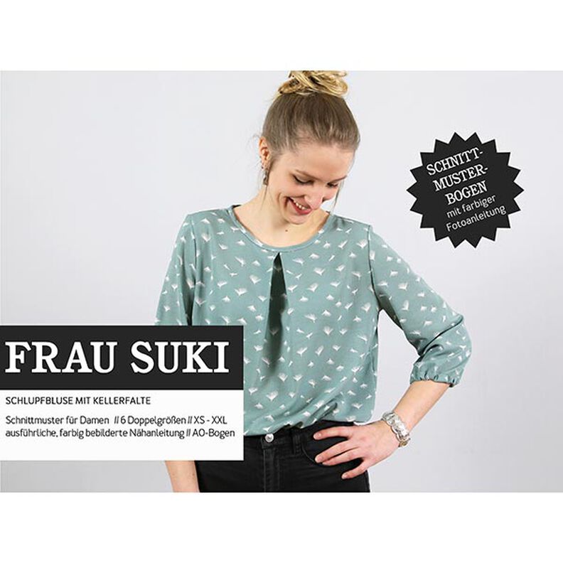 FRAU SUKI - Blusa slip-on com pregas invertidas, Studio Schnittreif  | XS -  XXL,  image number 1