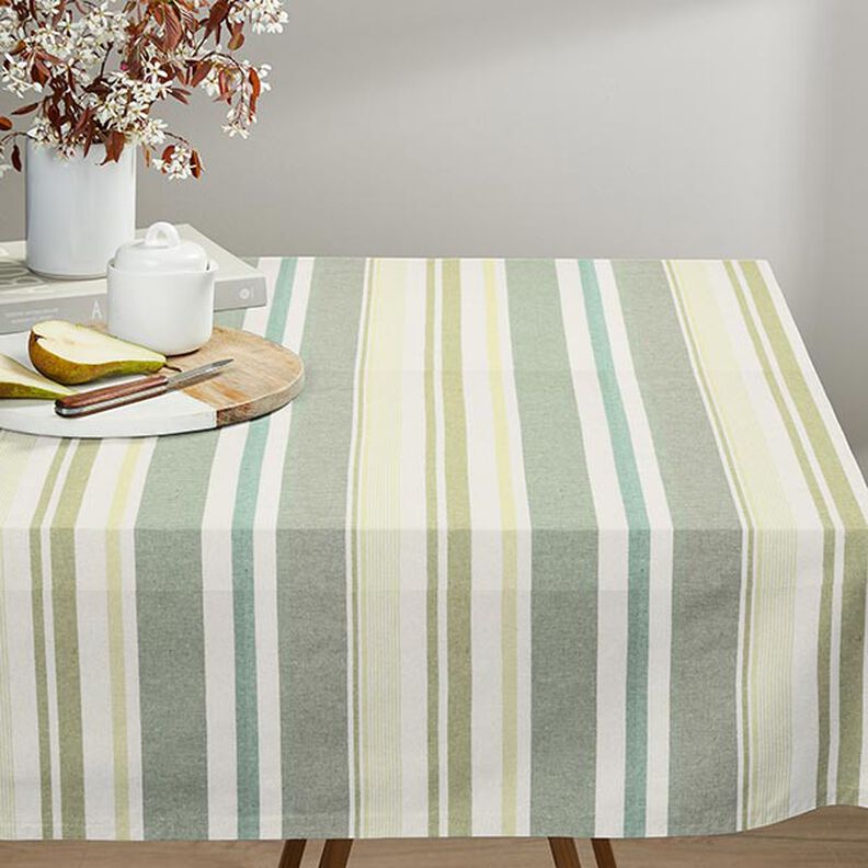 Tecido para decoração Meio linho Panamá Mistura de riscas reciclado – verde,  image number 7