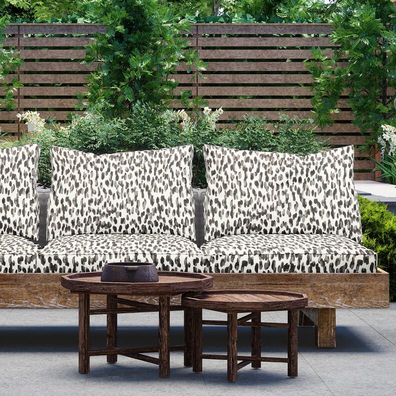 Tecido para exteriores Lona Bolinhas grandes – marfim/cinzento,  image number 5