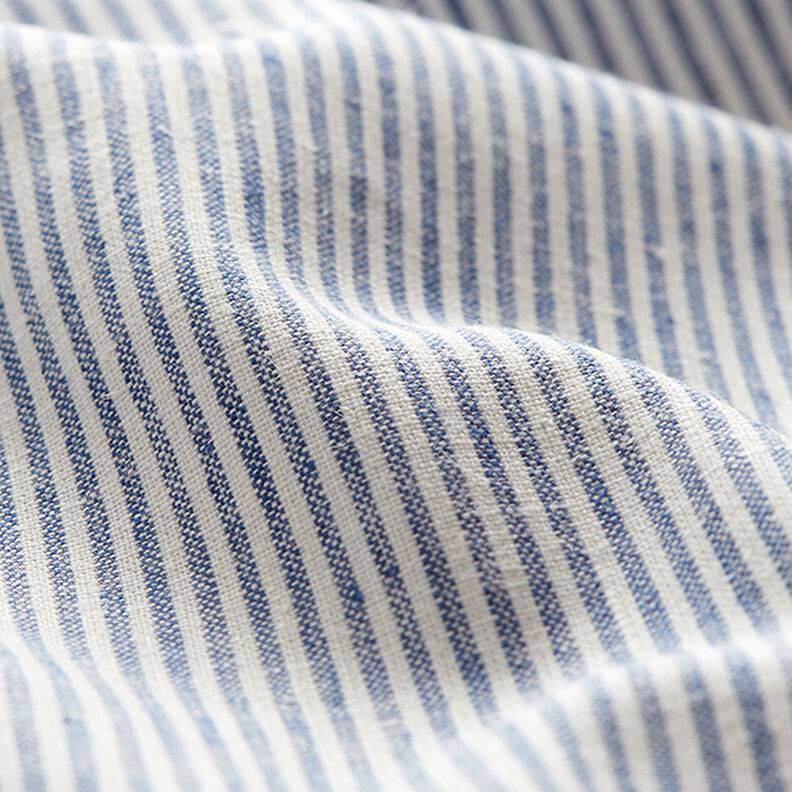 Mistura de linho e algodão Riscas estreitas – azul ganga/branco sujo,  image number 2
