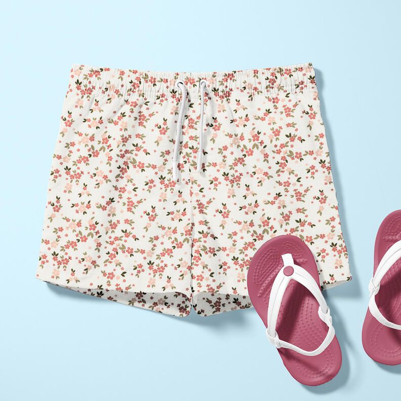 Jersey de algodão Flores rosa – marfim,  image number 6