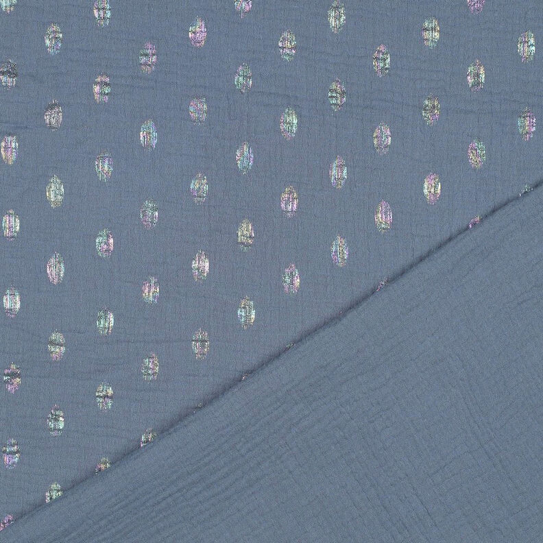 Musselina/ Tecido plissado duplo Pintas Estampado prateado | by Poppy – cinza claro,  image number 4